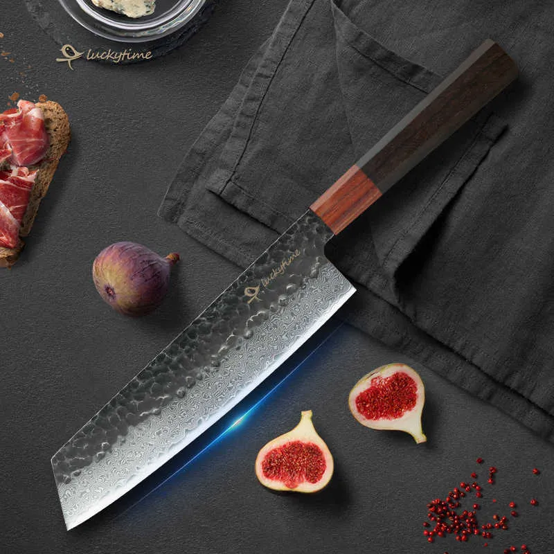 Kitchen Damascus cutting knife Hand forged steel knife Q240422 -Tek Knives™