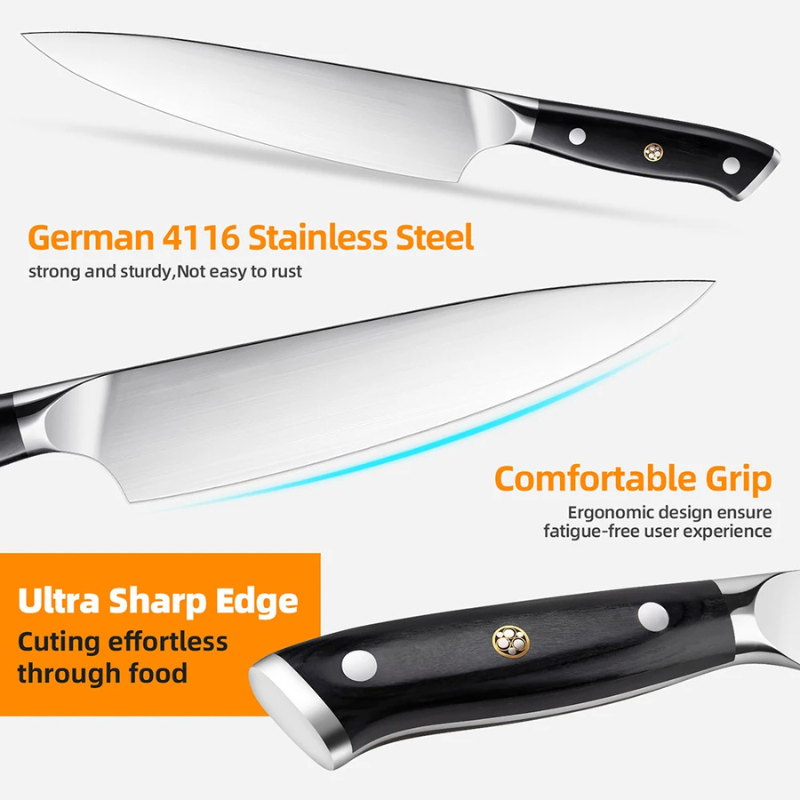 Kitchen Chef Knife 8" German Stainless Steel - Tek Knives™