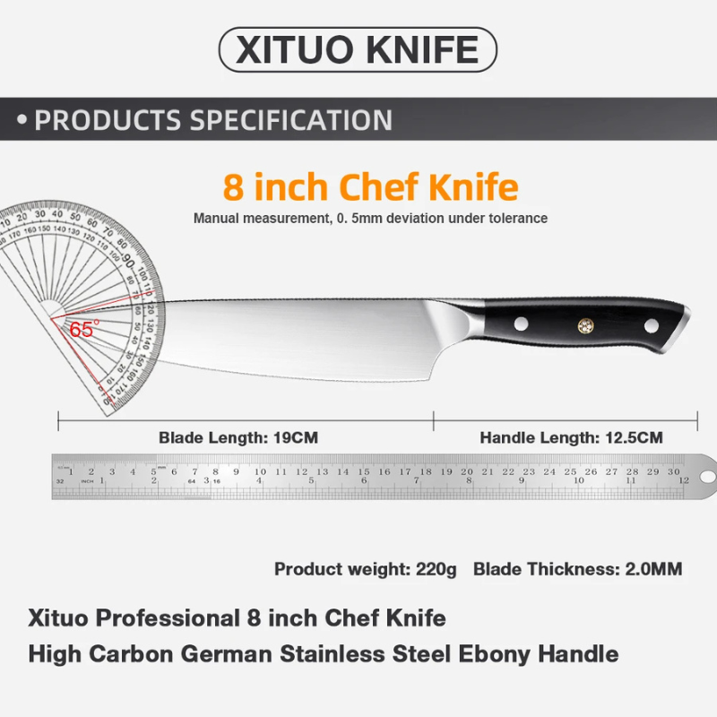 Kitchen Chef Knife 8" German Stainless Steel - Tek Knives™